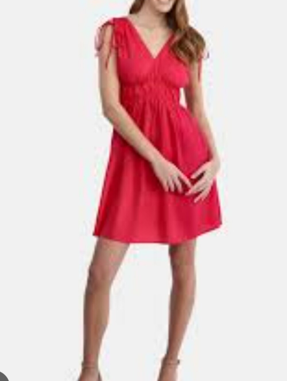 Ava & Viv Red Tie-Shoulder V-Neck Mini Dress